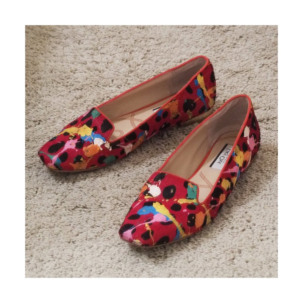 Lucy Choi Painted red leopard flats - size 8